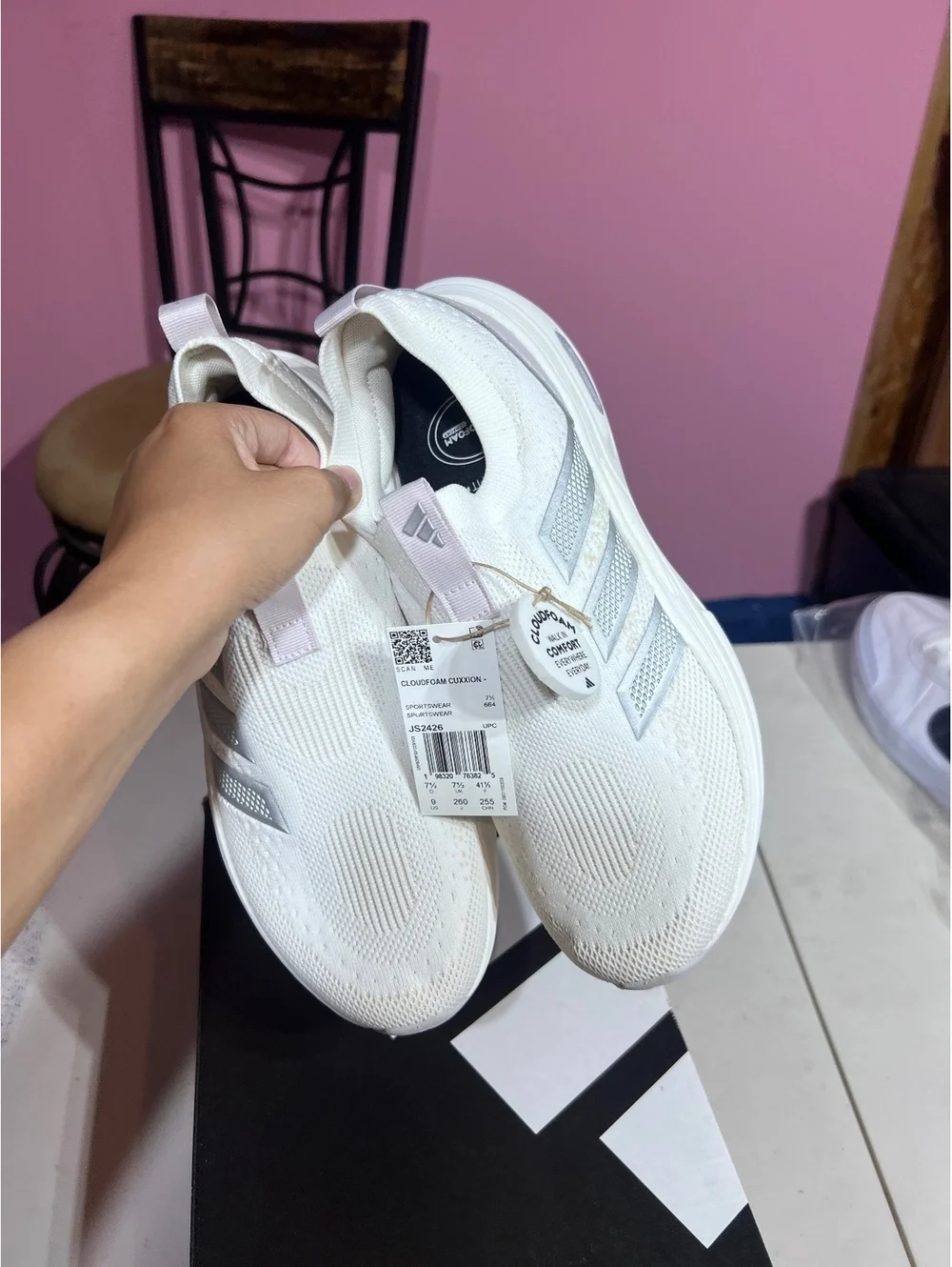 Adidas Cloudfoam Cushion Sock Wide White Athletic Shoes Size 9